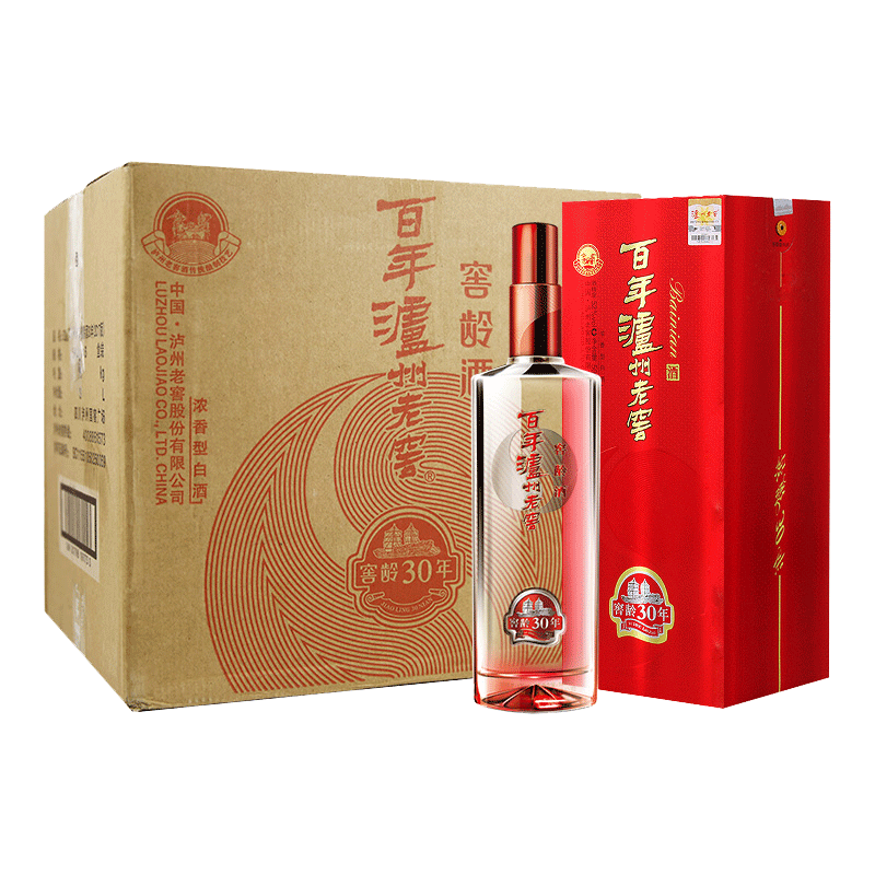 52度百年泸州老窖浓香型白酒窖龄酒30年500ml6瓶整箱装