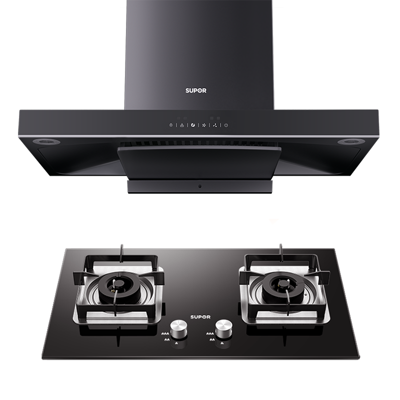 苏泊尔(supor) 烟灶套装 20立方大吸力 欧式吸油烟机燃气灶具套装