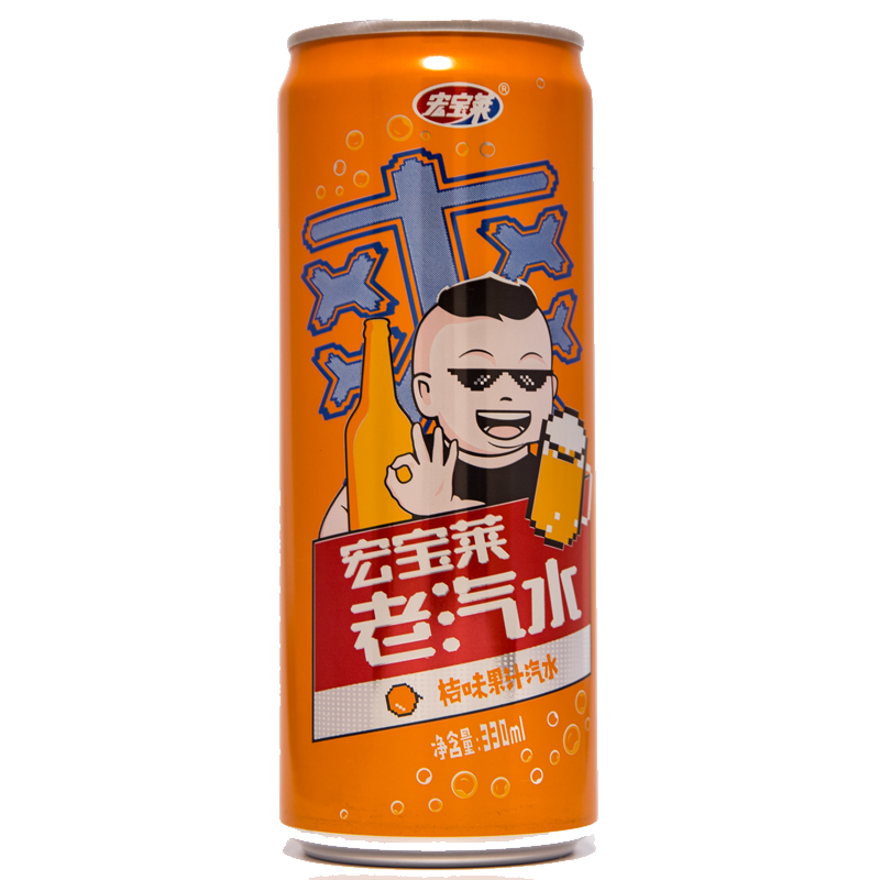 拍2件 宏宝莱老汽水330ml*24罐橘味老汽水饮料整箱 97.82元(合48.