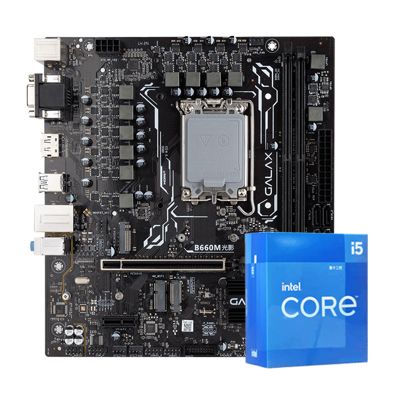 英特尔intel12代酷睿i5搭影驰b660主板cpu套装影驰b660m光影i512400f