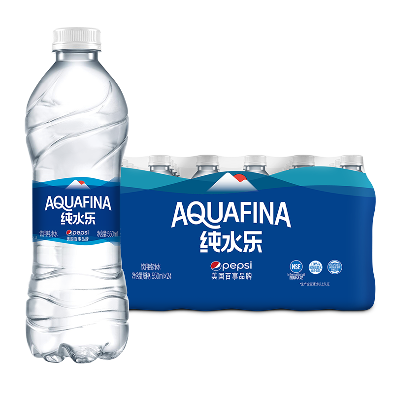 纯水乐 aquafina 饮用天然水 饮用水 纯净水 550ml*24瓶 百事出品 28