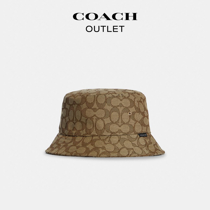 入会领券coach蔻驰奥莱女士经典标志提花渔夫帽
