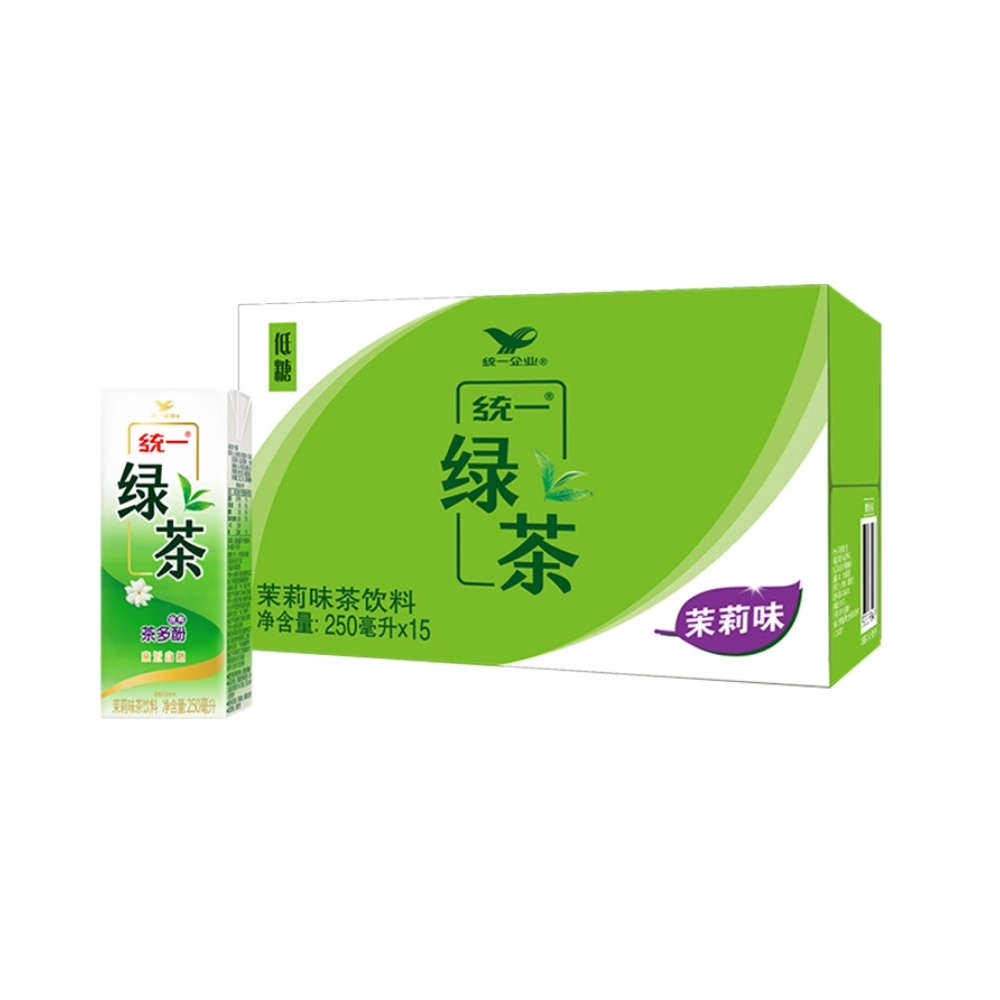 拍4件 【超值优惠等你来】统一嫩茶绿茶饮料250ml*15盒整箱低糖茉莉