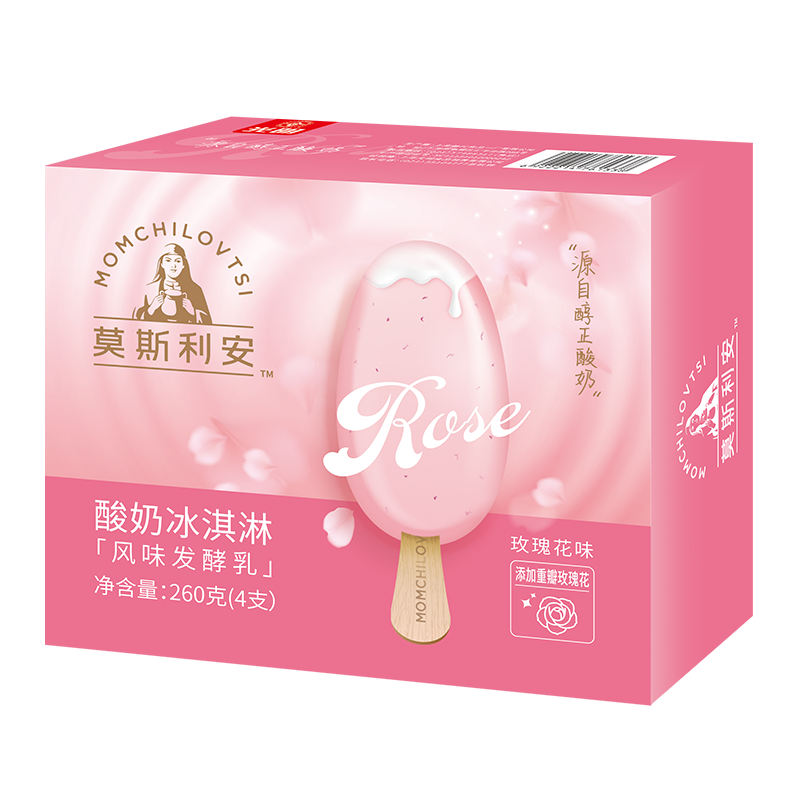 光明 莫斯利安酸奶冰淇淋 玫瑰花味65g*4支 家庭装雪糕 23.35元