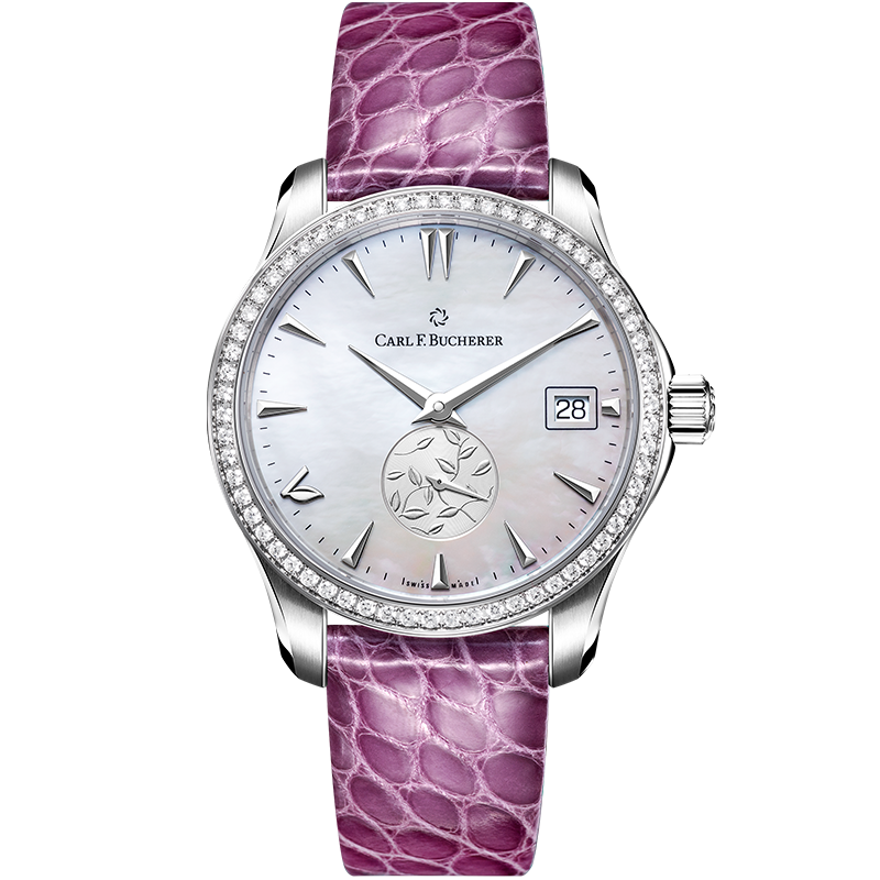 宝齐莱官方正品柏拉维系列珊瑚色橡胶表带深潜腕表女士机械手表