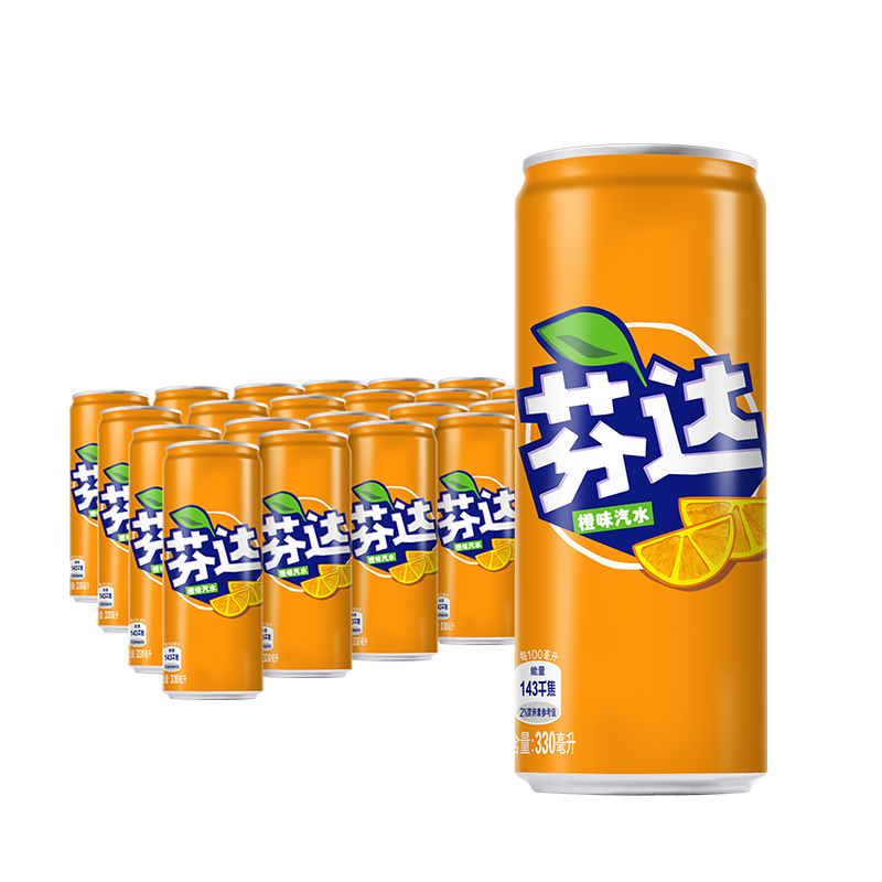 限地區:芬達 fanta 橙味汽水 摩登罐 碳酸飲料 330ml*24罐 整箱裝