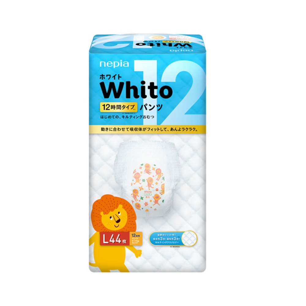 88vip:妮飘whito日本进口拉拉裤l大码婴儿纸尿裤超薄透气尿不湿44片