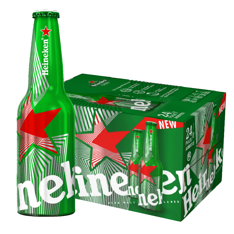 拍2件 喜力(heineken)经典礼盒铝瓶啤酒 330ml*24瓶 整箱装  550元(合