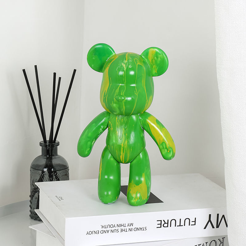 迪士尼创云手工涂色流体画暴力熊摆件玩偶儿童diy液体涂鸦小熊白胚