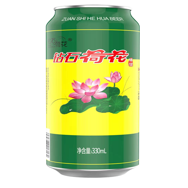 【临期】钻石荷花啤酒 小麦高度黄啤  经典10度黄啤酒 330ml*24罐整箱