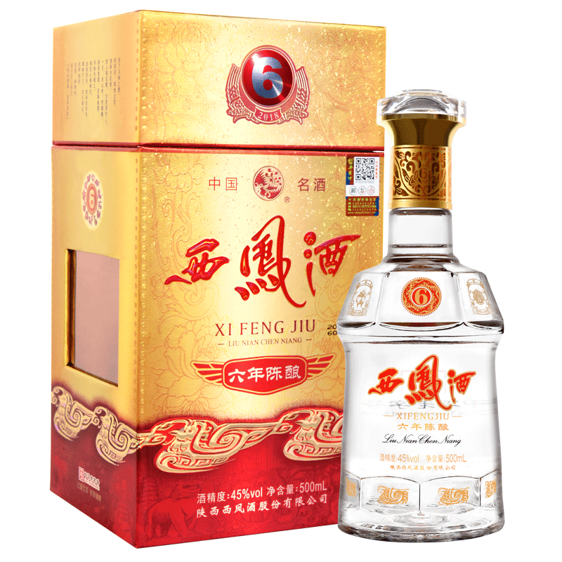 西凤酒高度白酒凤香型6年六年陈酿45度500ml单瓶装