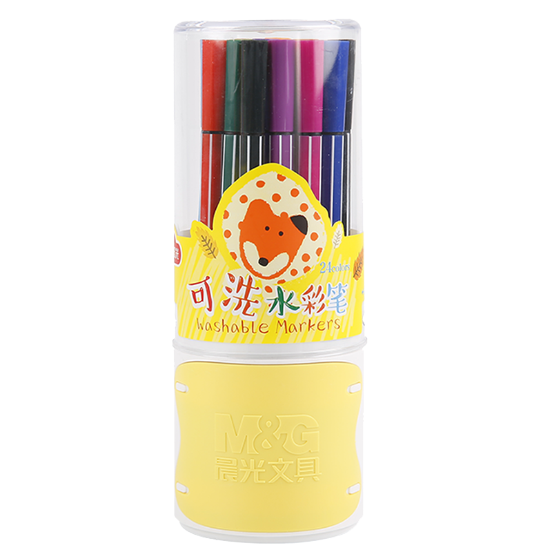 拍3件晨光mg文具24色细杆水彩笔幼儿园可水洗马克笔儿童绘画涂鸦美术