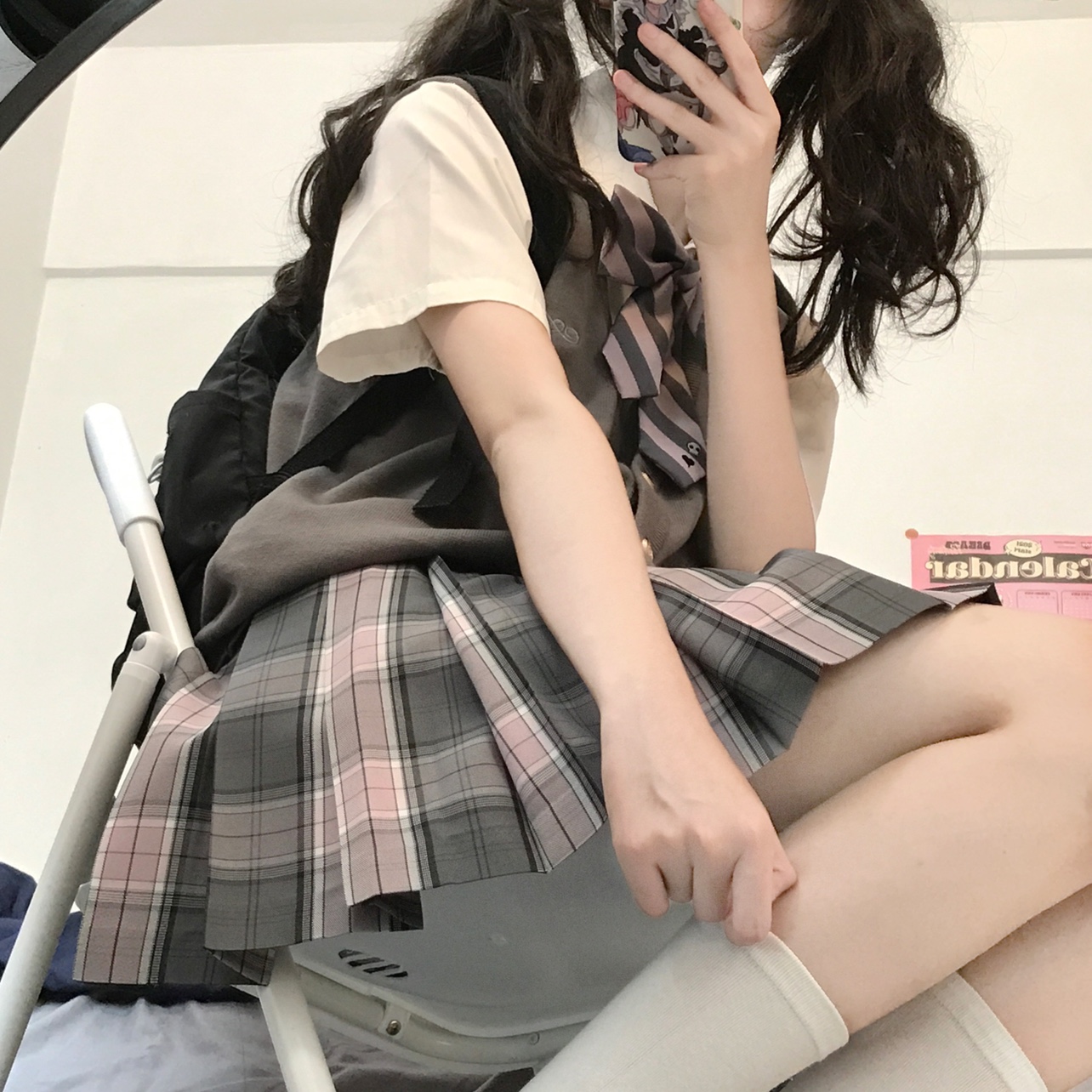 丸子酱jk制服原创泰兰女子泰国校服纯色箱褶短裙皮扣高腰半身裙