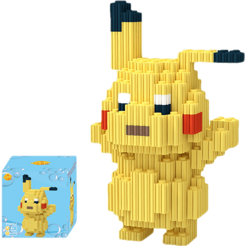 拼装玩具卡通立体男女孩新年生日礼物大颗粒串联拼图摆件 立耳皮卡丘