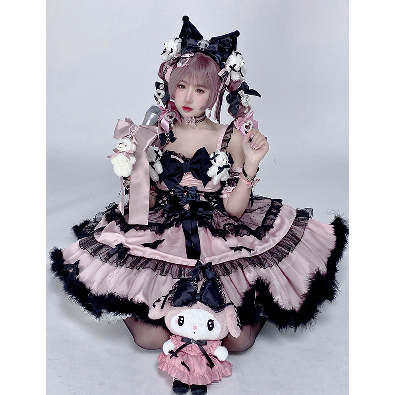 原创地雷系小偶像日系量产型lolita打歌服公主吊带连衣裙猫眼怪怪