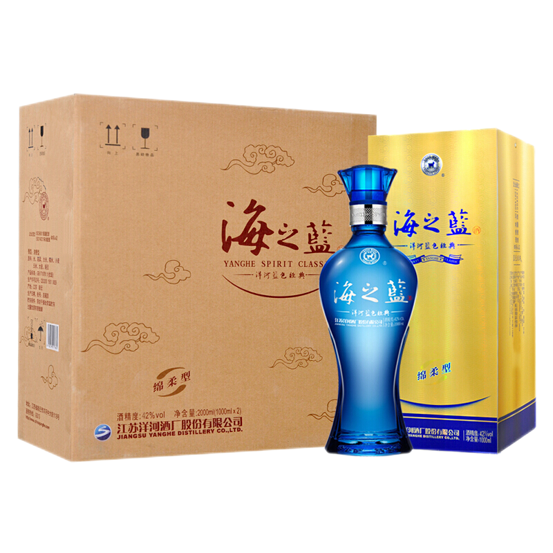 洋河白酒 藍色經典 海之藍 42度1000ml 2瓶整箱 516元