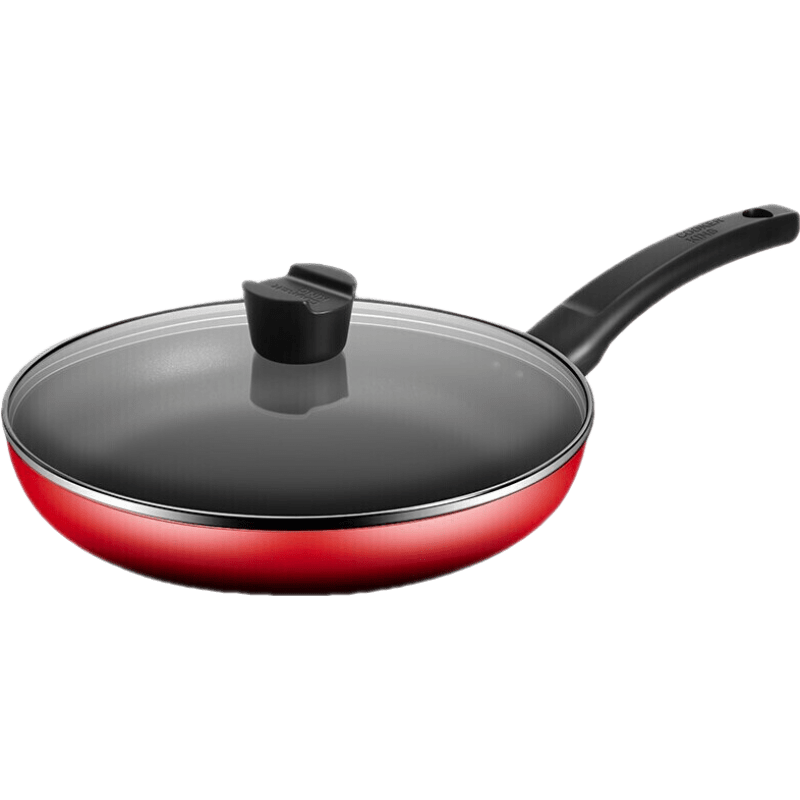 炊大皇煎锅不粘锅26cm平底锅煎盘中国红少油烟带盖燃煤气明火电磁炉