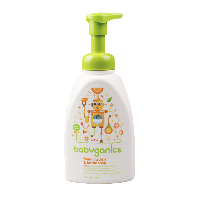 拍4件美国进口甘尼克宝贝babyganics奶瓶清洗剂餐具清洁剂橘香型473ml