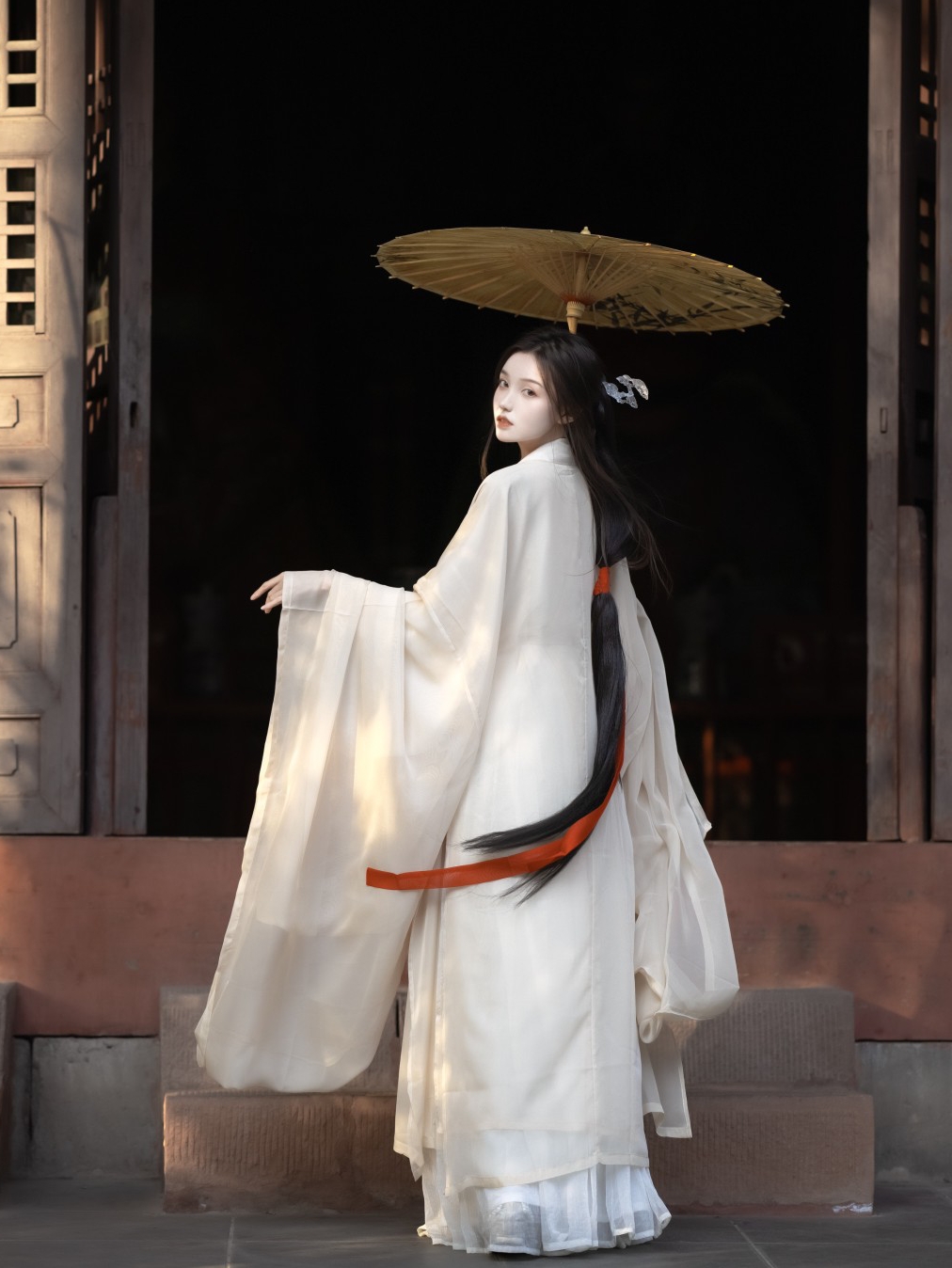 汉服女魏晋风正品原创直裾交领春夏季仙气飘逸古风学生齐腰套装薄 158