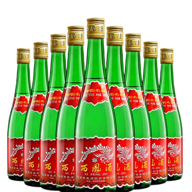 西凤 55度 西凤酒绿瓶(光瓶)500ml*9 整箱装 凤香型 白酒 396元