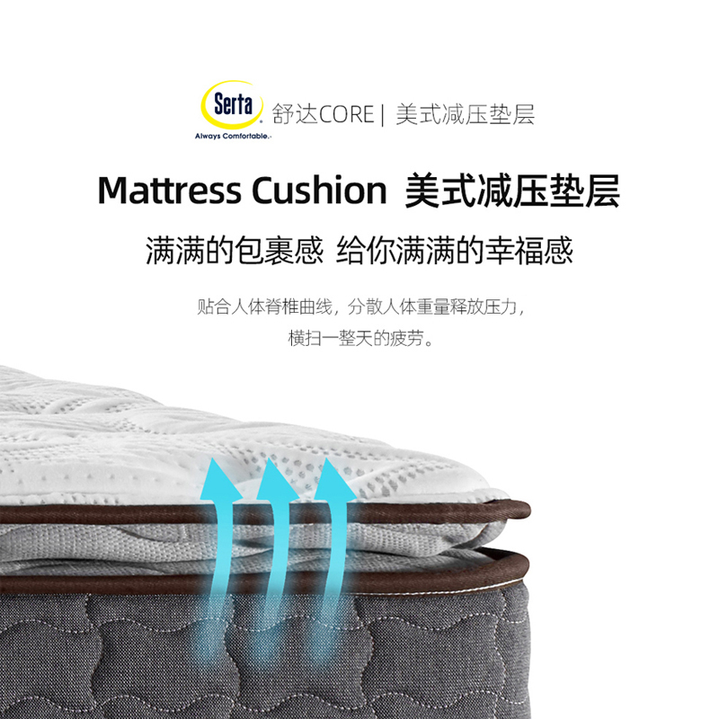 5日10点:serta/美国舒达普林斯顿Ⅱ妙而扣弹簧床垫乳胶席梦思旗舰店