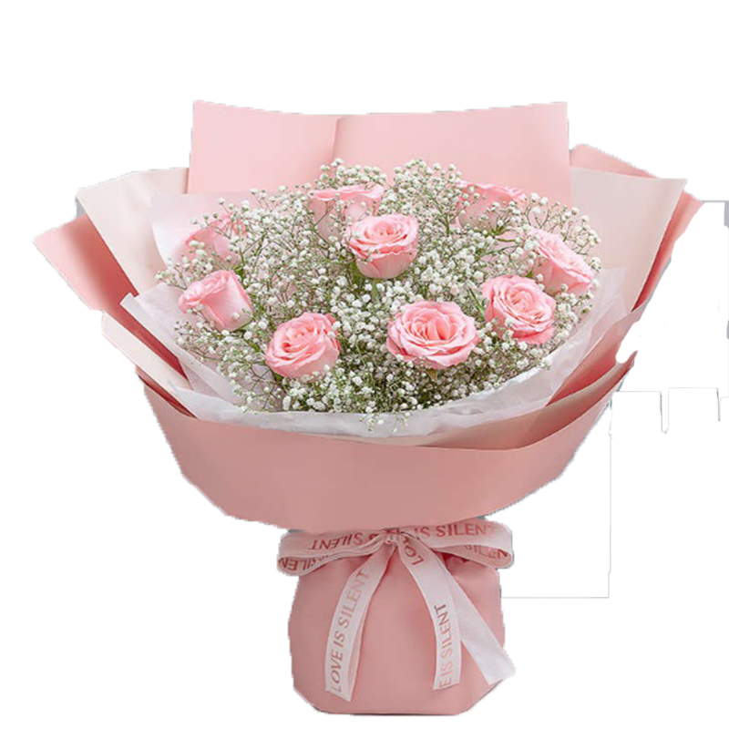 花礼鲜花同城配送 戴安娜粉玫瑰9枝 生日礼物送老婆女朋友结婚告白