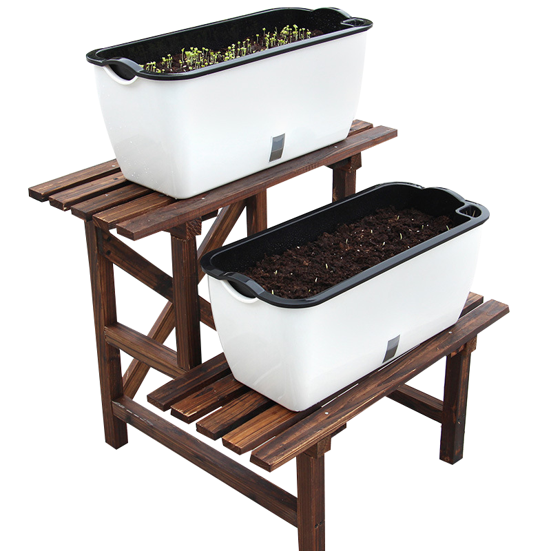 奥美优 种菜盆 长方形种植箱 塑料双层加厚自动吸水花盆种菜箱 阳台