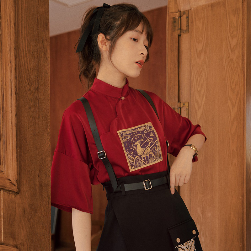 徐娇织羽集考古学家新款国潮日常改良汉服汉元素女刺绣连衣裙