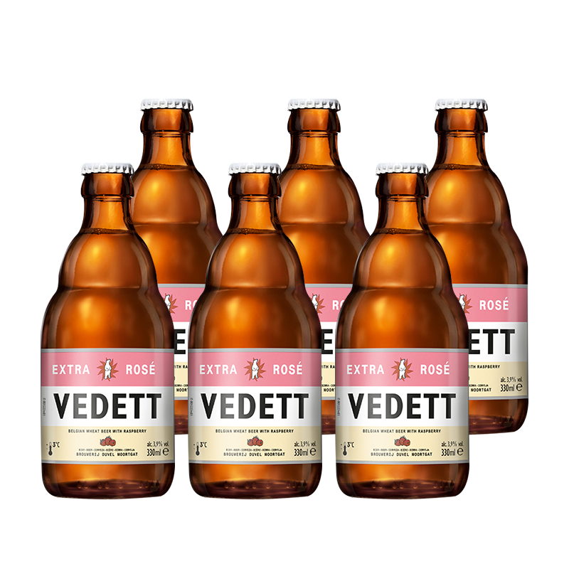 拍2件 白熊(vedett extra white)玫瑰红精酿啤酒 330ml*6瓶 比利时原