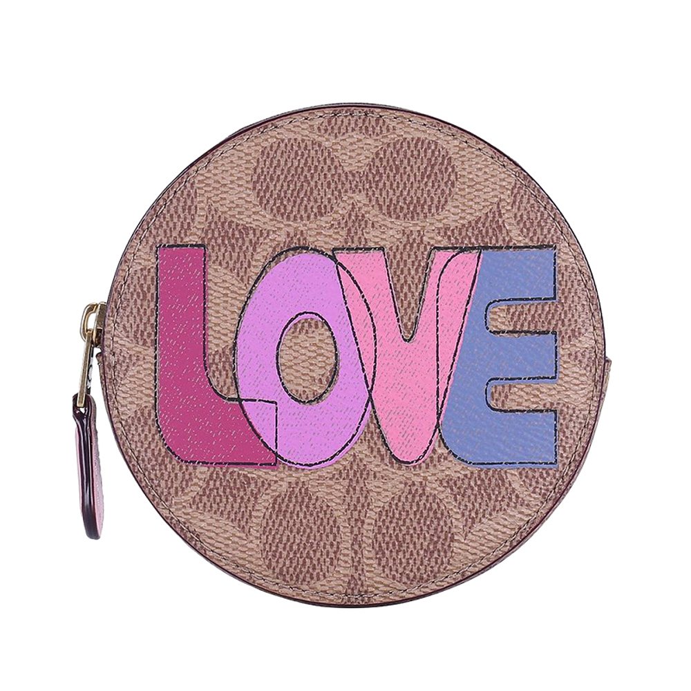 88vip美国直邮coach蔻驰彩色love标志圆形手拿包送礼礼物89553零钱包