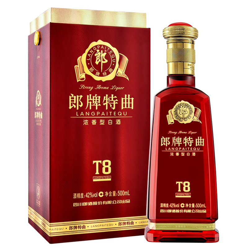 拍2件 郎酒 郎牌特曲t8 浓香型白酒 42度500ml 单瓶装355.3元(合177.