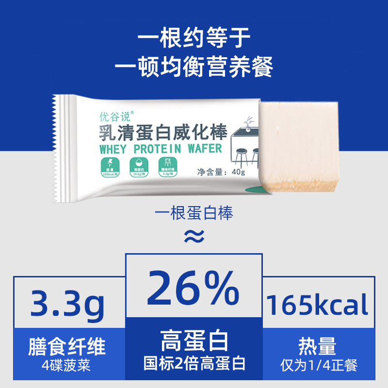 優谷說 乳清蛋白棒粉女性運動健身飽腹餅乾威化能量棒代餐棒10只 29.