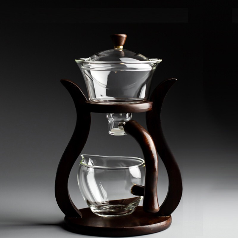 创意耐热玻璃半自动茶具 家用透明玻璃泡茶壶懒人玻璃冲茶器磁吸宫灯
