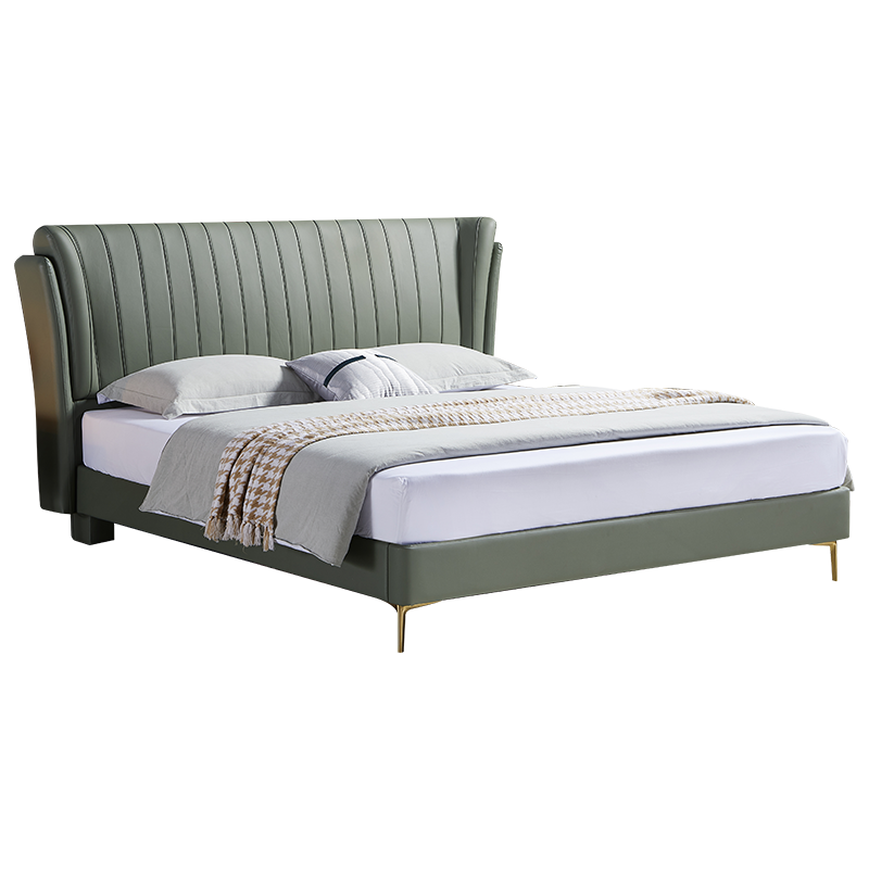 穗宝(symbol)v175双人床皮床主卧现代简约轻奢卧室家具婚床榻榻米 烟