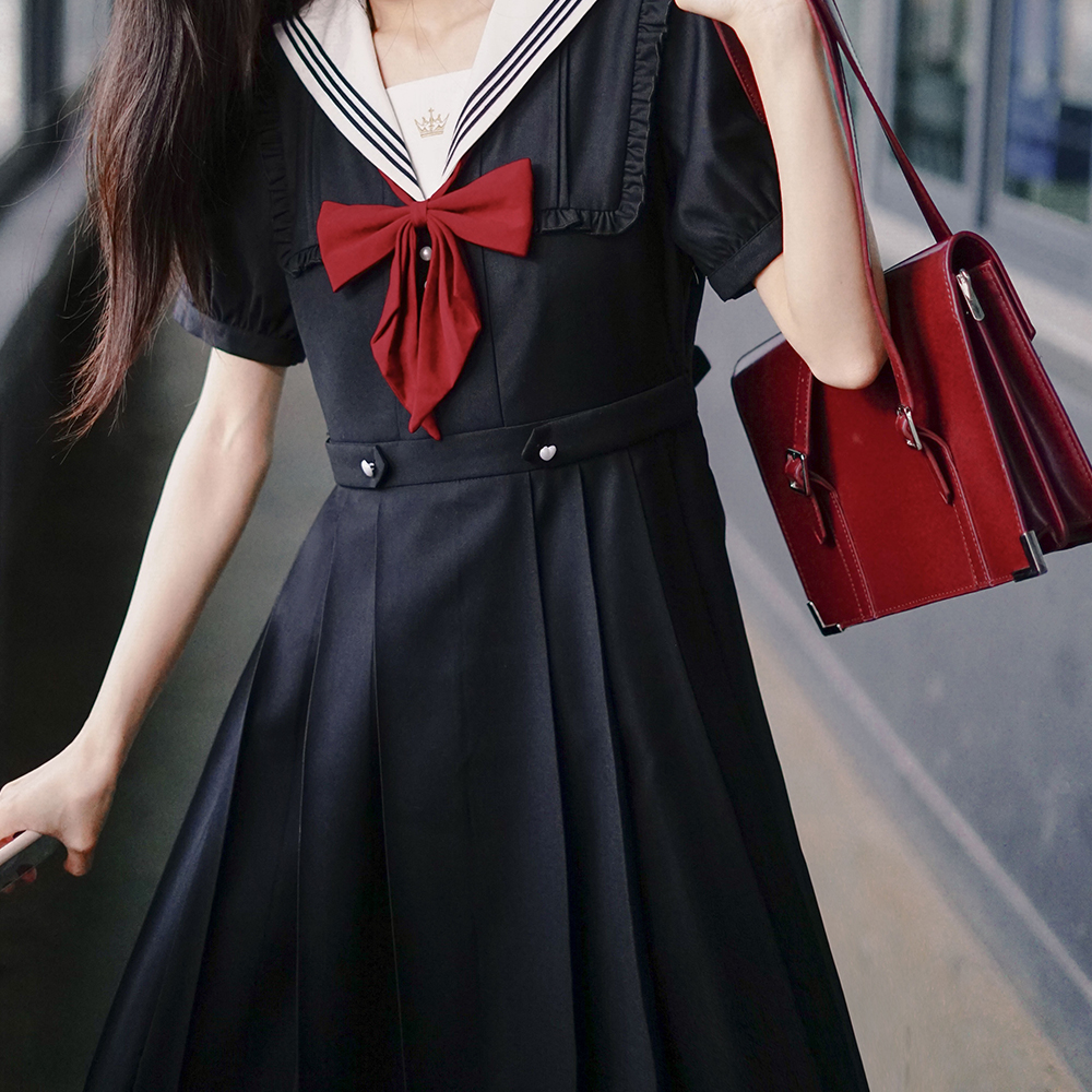 蔬菜精灵菜狗原创森女部落小清新jk制服正版格裙高腰学院风半身裙