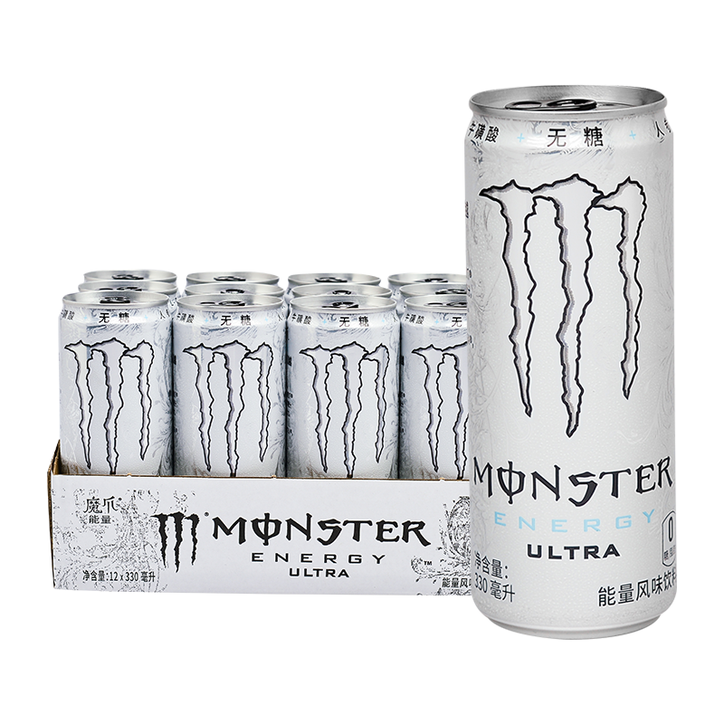 拍2件 monster 魔爪超越无糖 能量风味饮料 维生素功能饮料 330ml*12