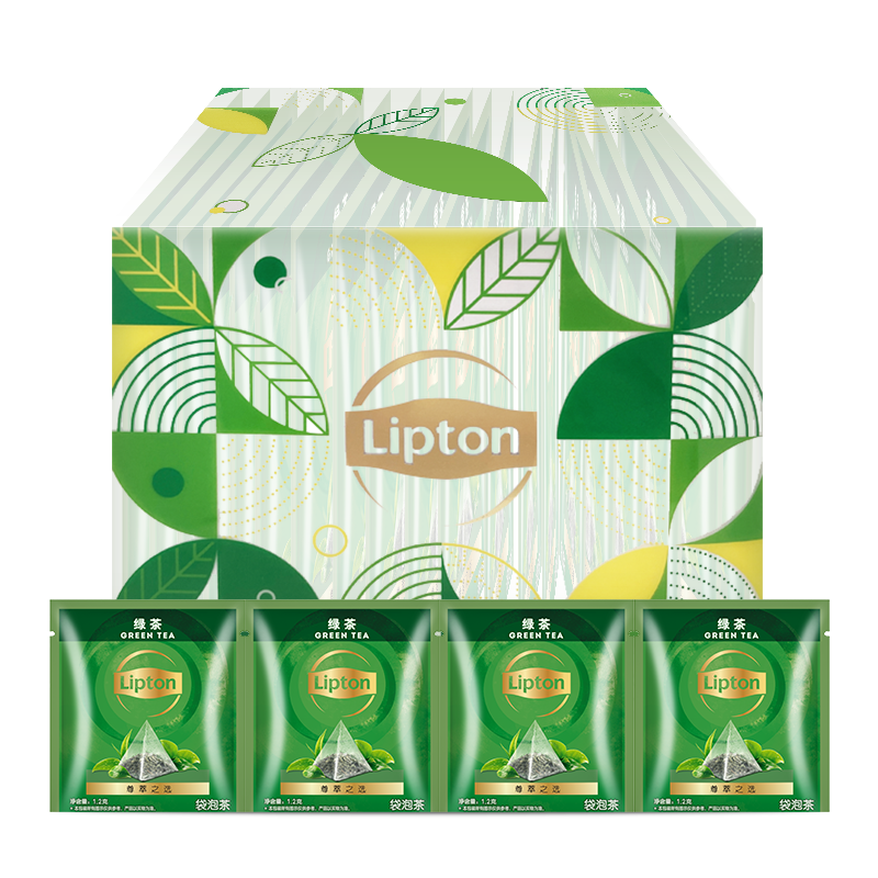 立顿lipton尊萃之选绿茶独立三角茶包精选装办公室茶水间袋泡茶下午茶