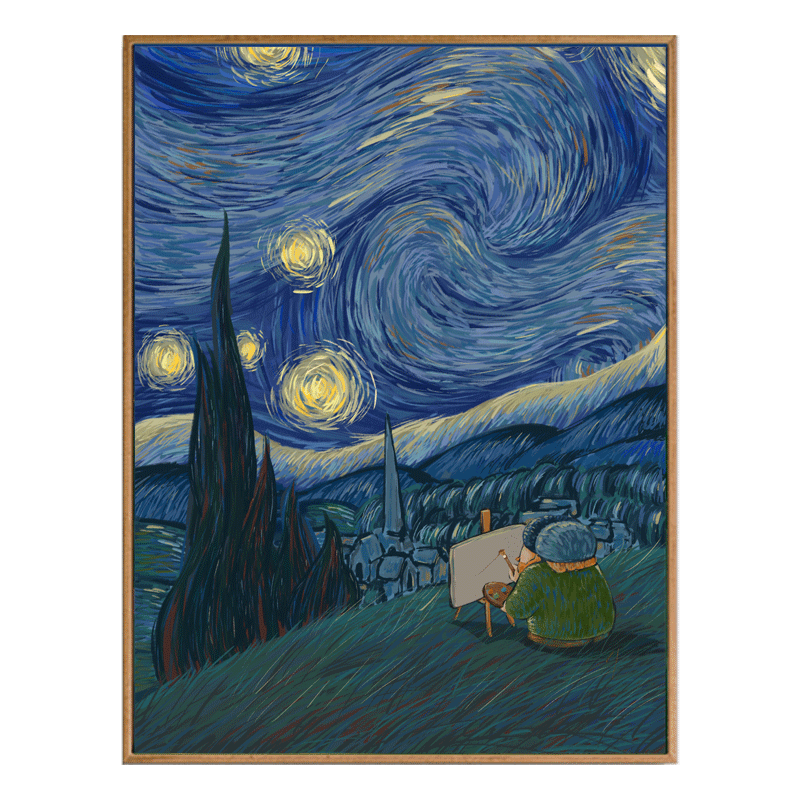 大橘子原创可爱插画 治愈暖心生日结婚礼物 世界名画系列创意现代壁挂