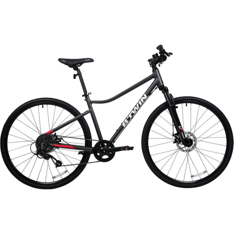 迪卡侬官方平把铝架轻便公路山地旅行休闲通勤女男自行车hc 哑光黑m