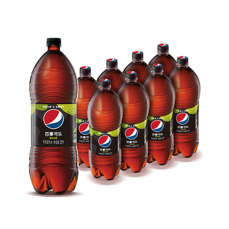 百事可乐 无糖 pepsi 碳酸饮料 青柠味 汽水 大瓶装  2l*8瓶 饮料整箱
