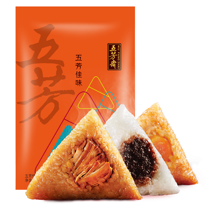 五芳斋 粽子 嘉兴粽子大礼包 肉粽 蛋黄粽 豆沙粽五芳佳味礼袋1000g