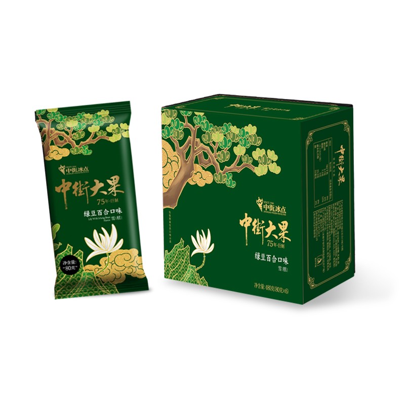 中街冰点(since1946) 中街大果(非遗传承) 经典绿豆百合口味冰淇淋 80