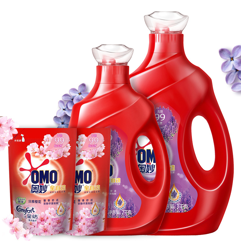 限地区奥妙全自动含金纺薰衣草洗衣液3kg2kg480g2
