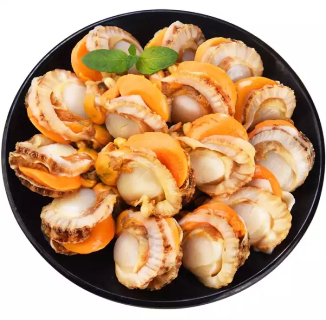 渔民岛冷冻扇贝肉大号海鲜水产肉肥带黄袋装1500g