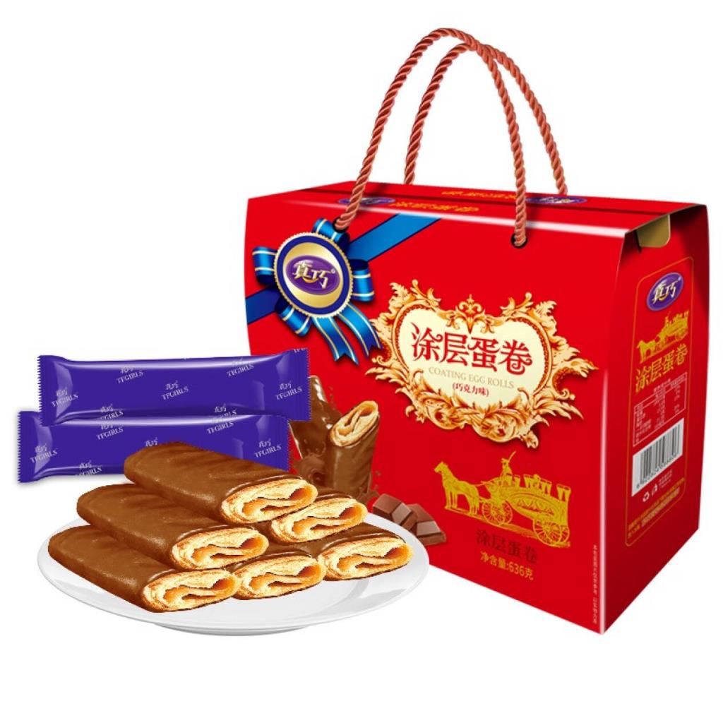 真巧巧克力涂层蛋卷636g