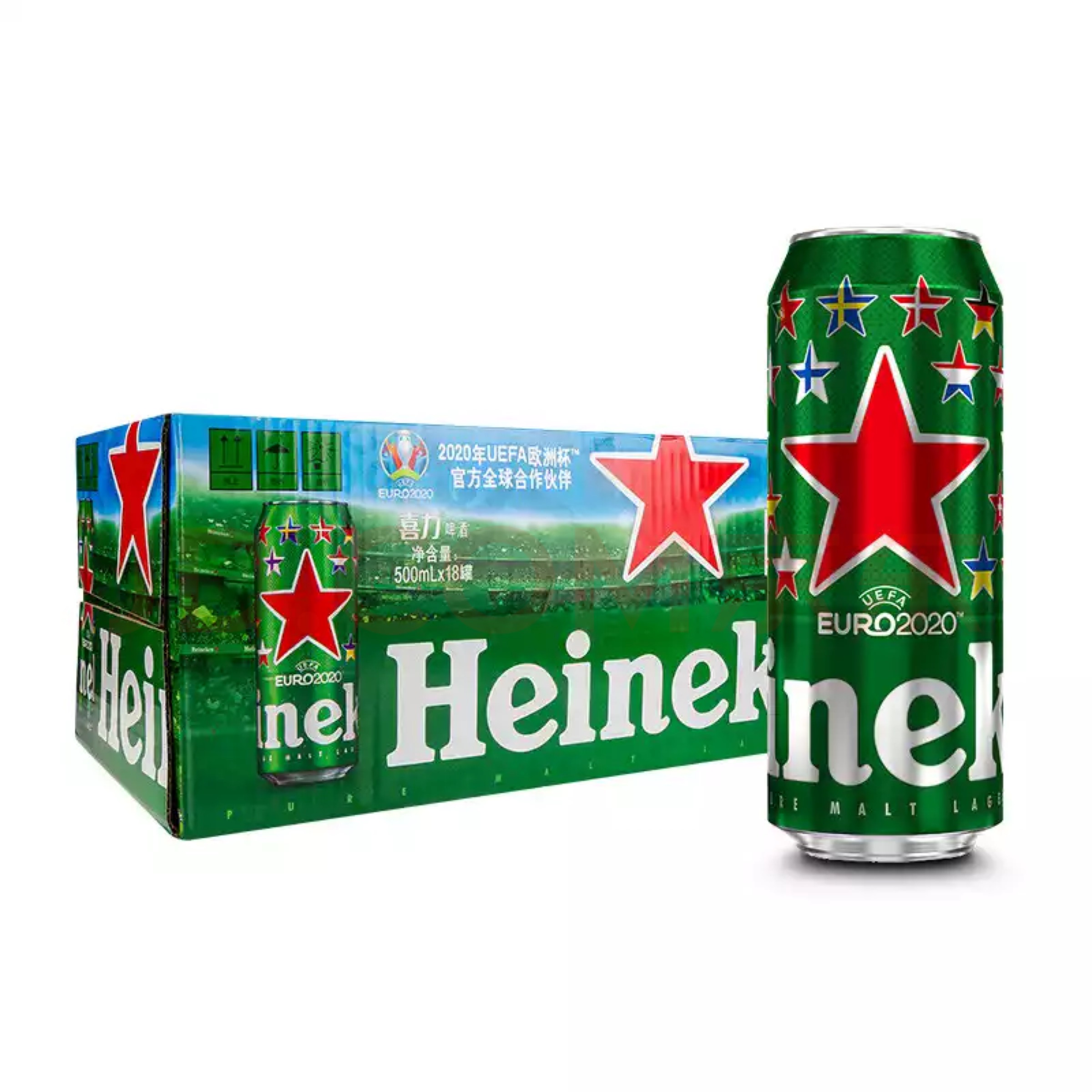 heineken喜力啤酒500ml18听欧洲杯定制版整箱装