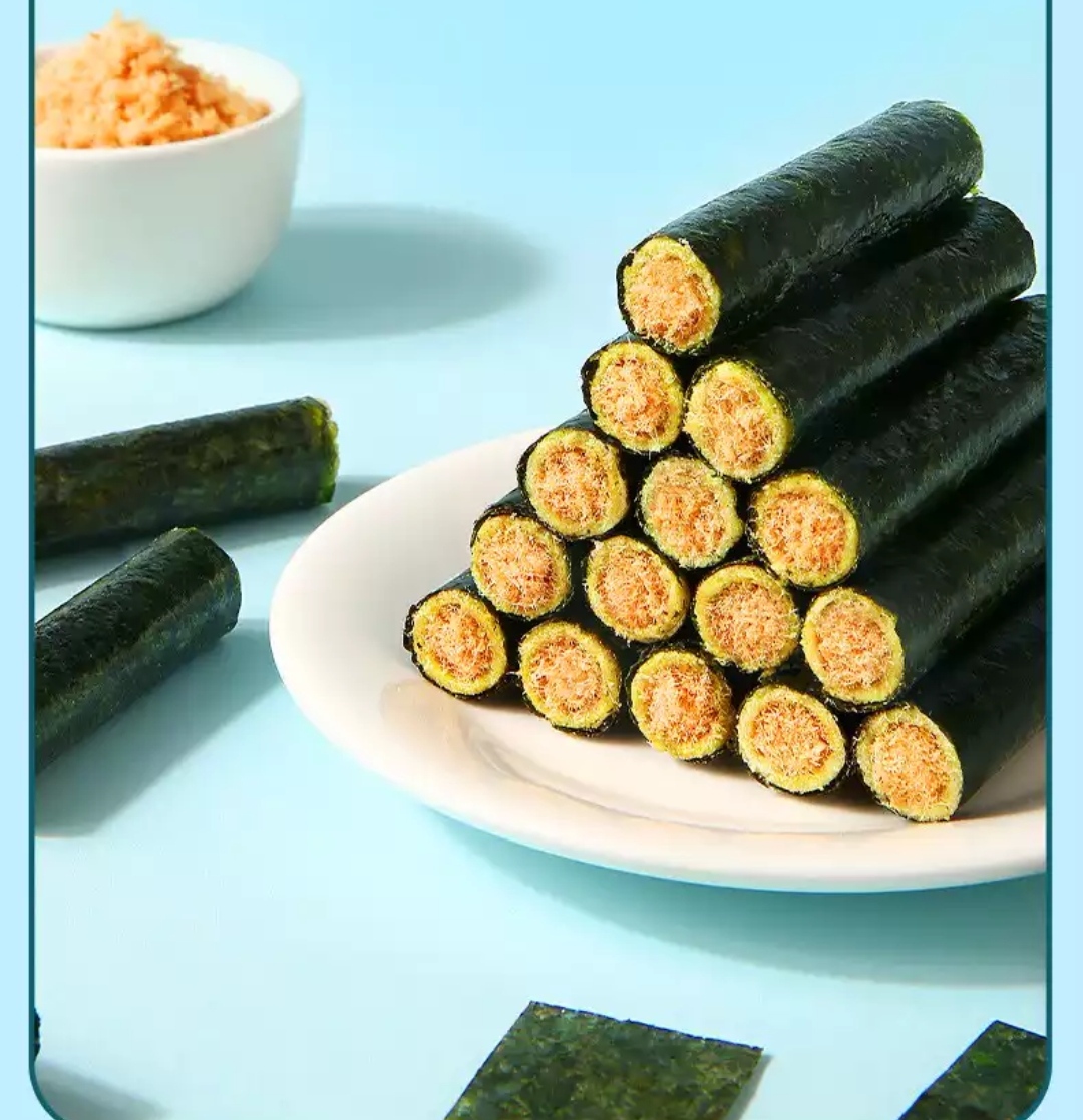 百草味海苔肉松卷夹心海苔脆罐装100g4罐装