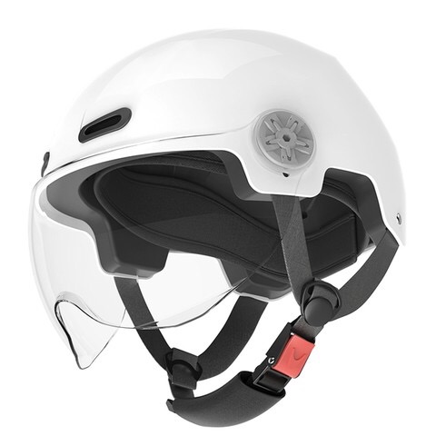 bee电动车头盔月影白高清镜