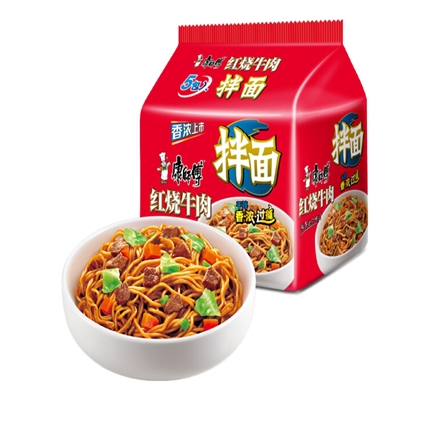 康师傅干拌面红烧牛肉面5连包11件