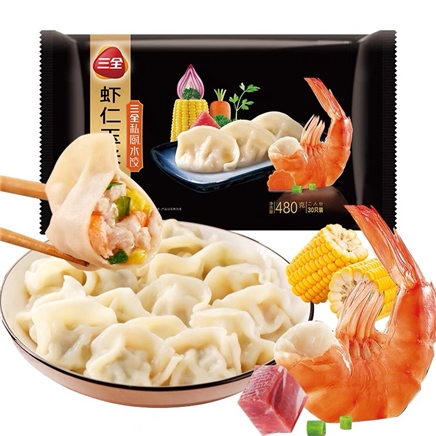 88vip:三全 私厨虾仁玉米水饺 480g*1袋 30只*2件